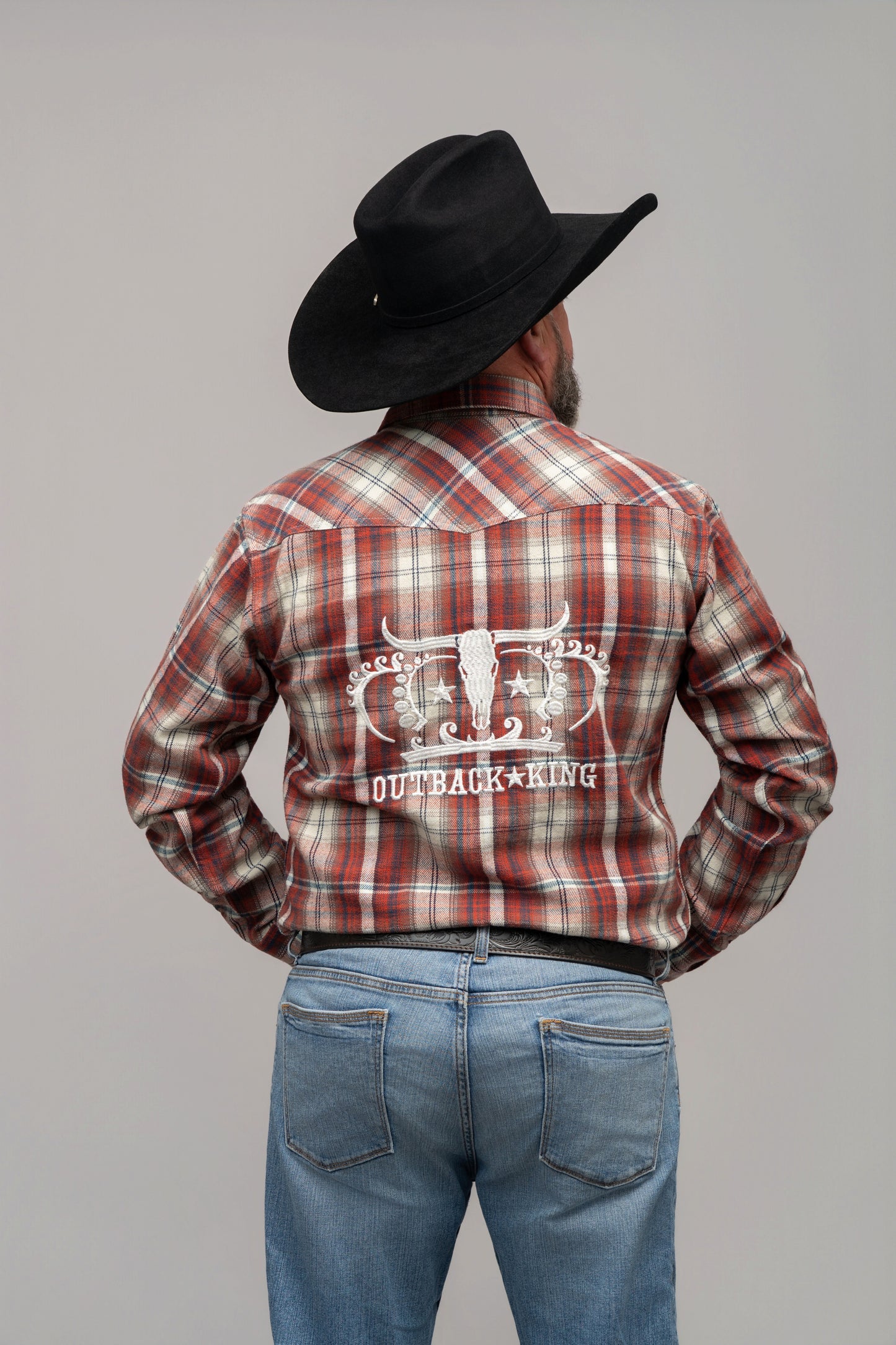 Outback King | Men's Legend Logo Shirt | Red/Blue Check