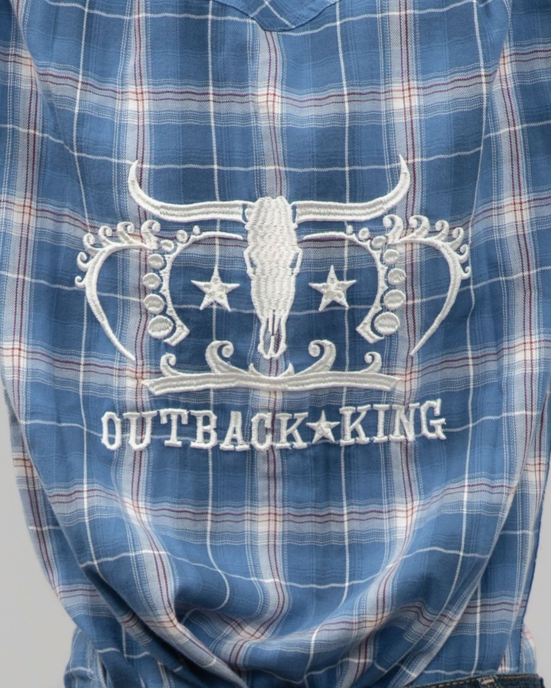 Outback King | Men's Legend Logo Shirt | Blue/Red Check