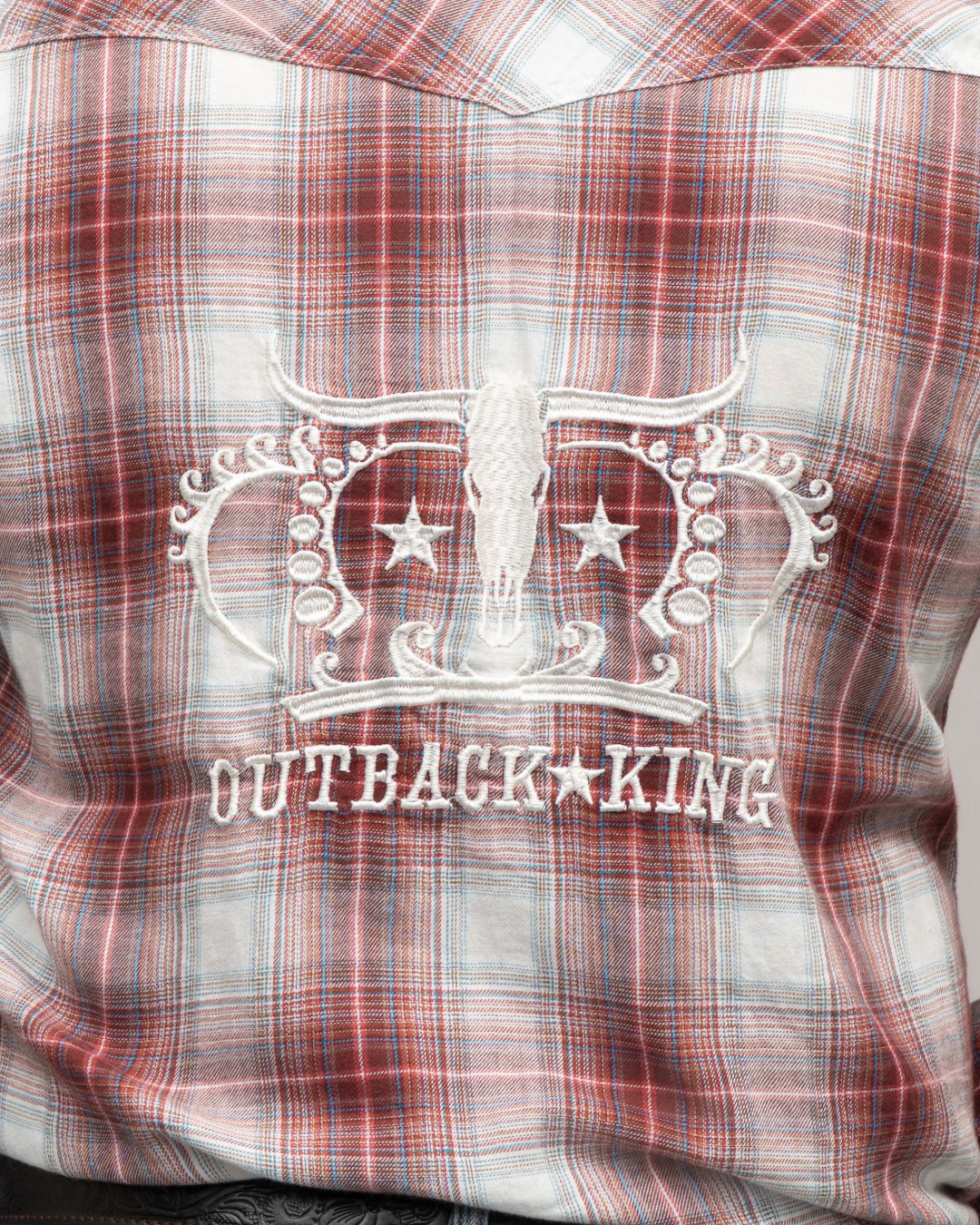 Outback King | Men's Legend Logo Shirt |Brown/Blue/Red Check
