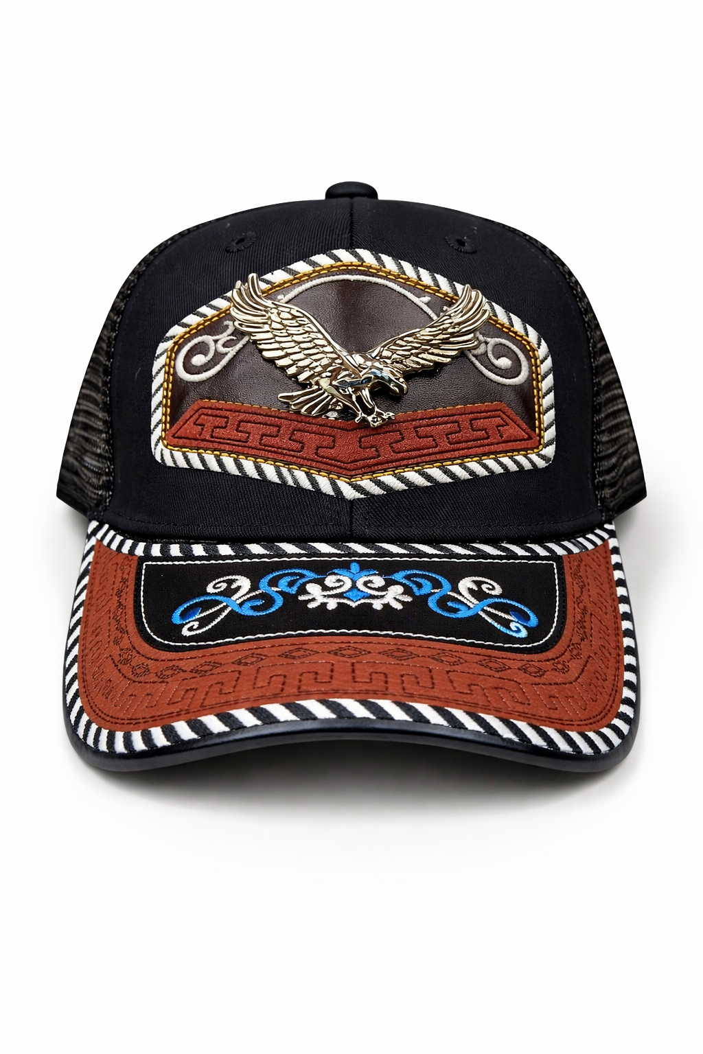 Outback King | Western Eagle Trucker Cap | Black & Indigo Embroidery