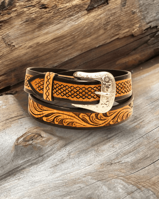 Outback King | Junior Western Belt | Leaf Scroll