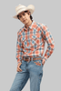 Outback King | Men's Frontier Shirt | Orange/Black Check