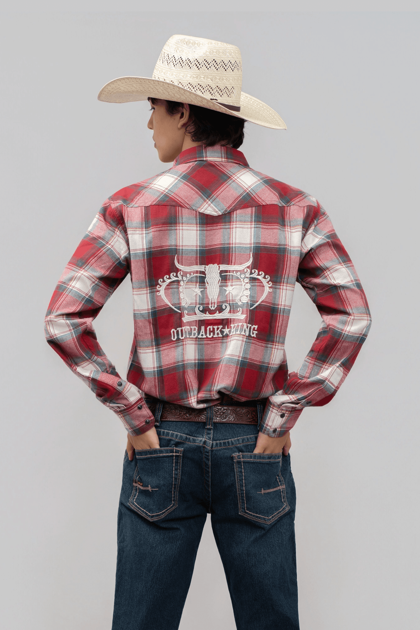 Outback King | Men's Legend Logo Shirt | Red/Green Check
