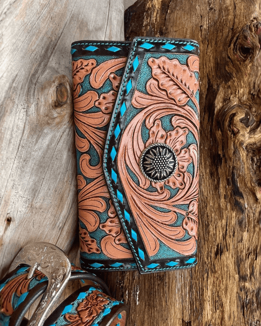 Outback King | Western Clutch Purse | Turquoise Buckstitch