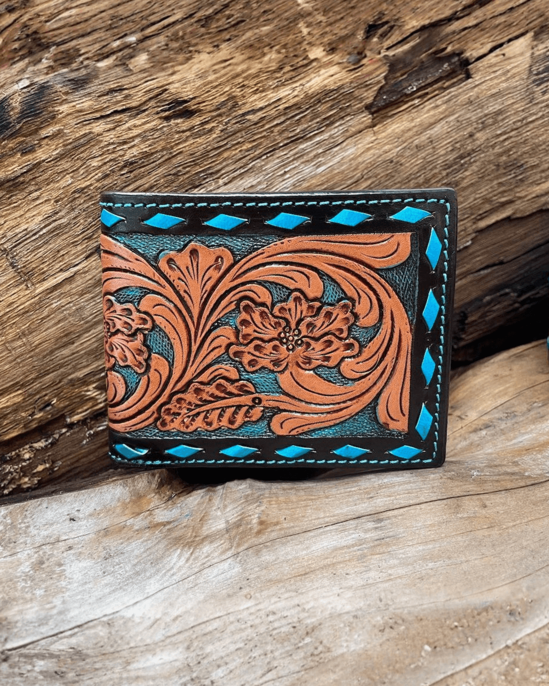 Outback King | Bi-Fold Wallet | Turquoise Buckstitch