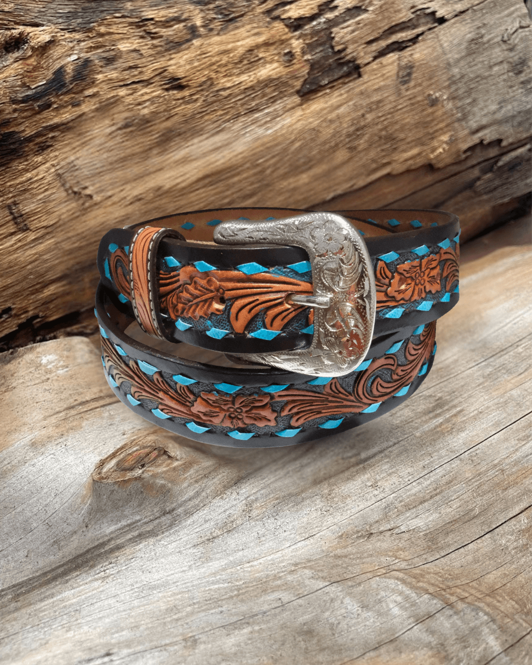 Outback King | Premium Western Belt | Turquoise Buckstitch