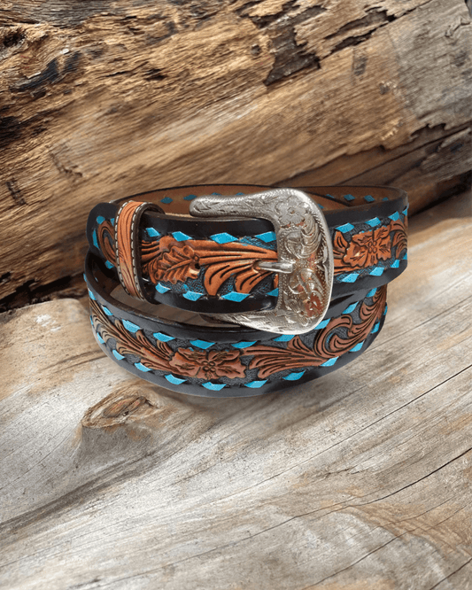 Outback King | Premium Western Belt | Turquoise Buckstitch