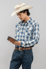 Outback King | Men's Legend Logo Shirt | Blue/Olive Check