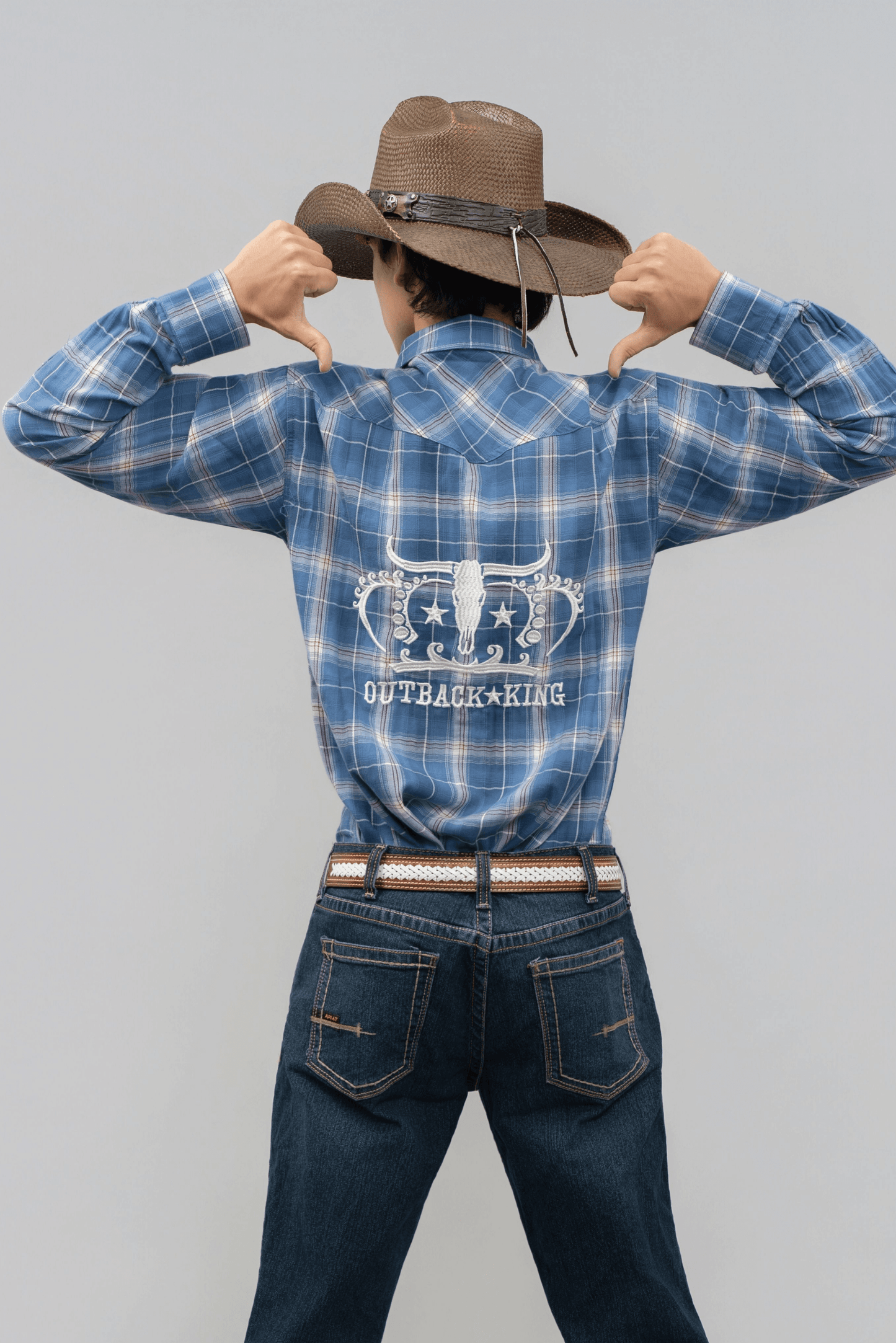 Outback King | Men's Legend Logo Shirt  | Blue/Red Check