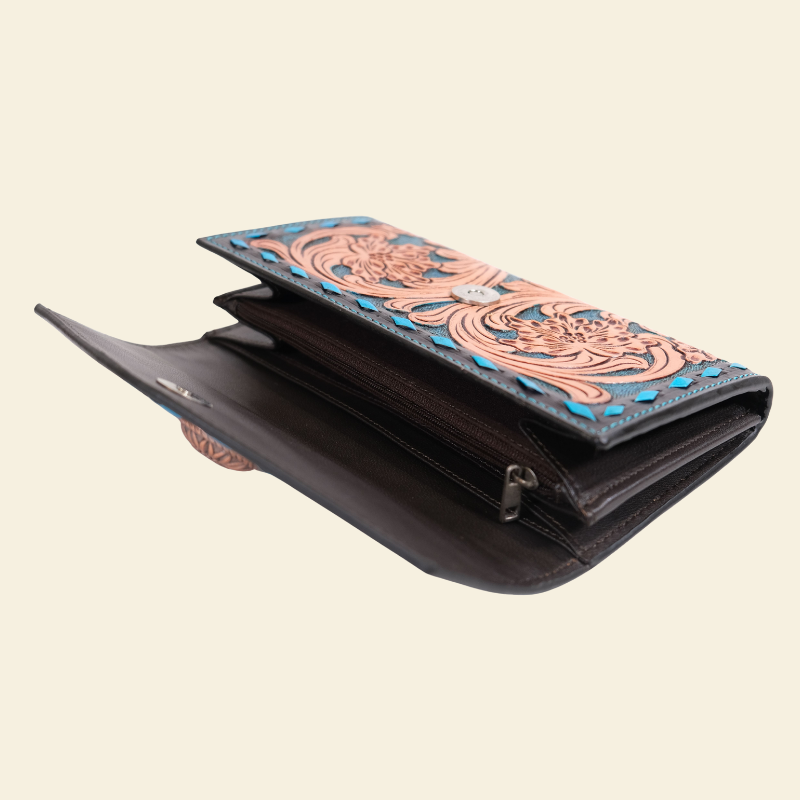 Outback King | Western Clutch Purse | Turquoise Buckstitch