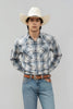 Outback King | Men's Legend Logo Shirt | LT Blue/Olive Check