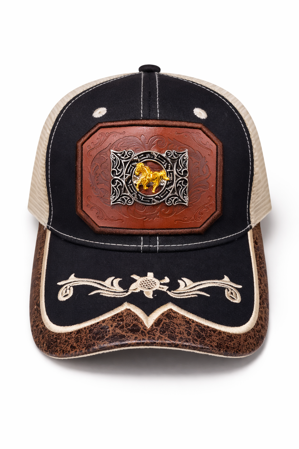 Outback King | Golden Stallion Trucker Cap | Black & & Ivory Embroidery
