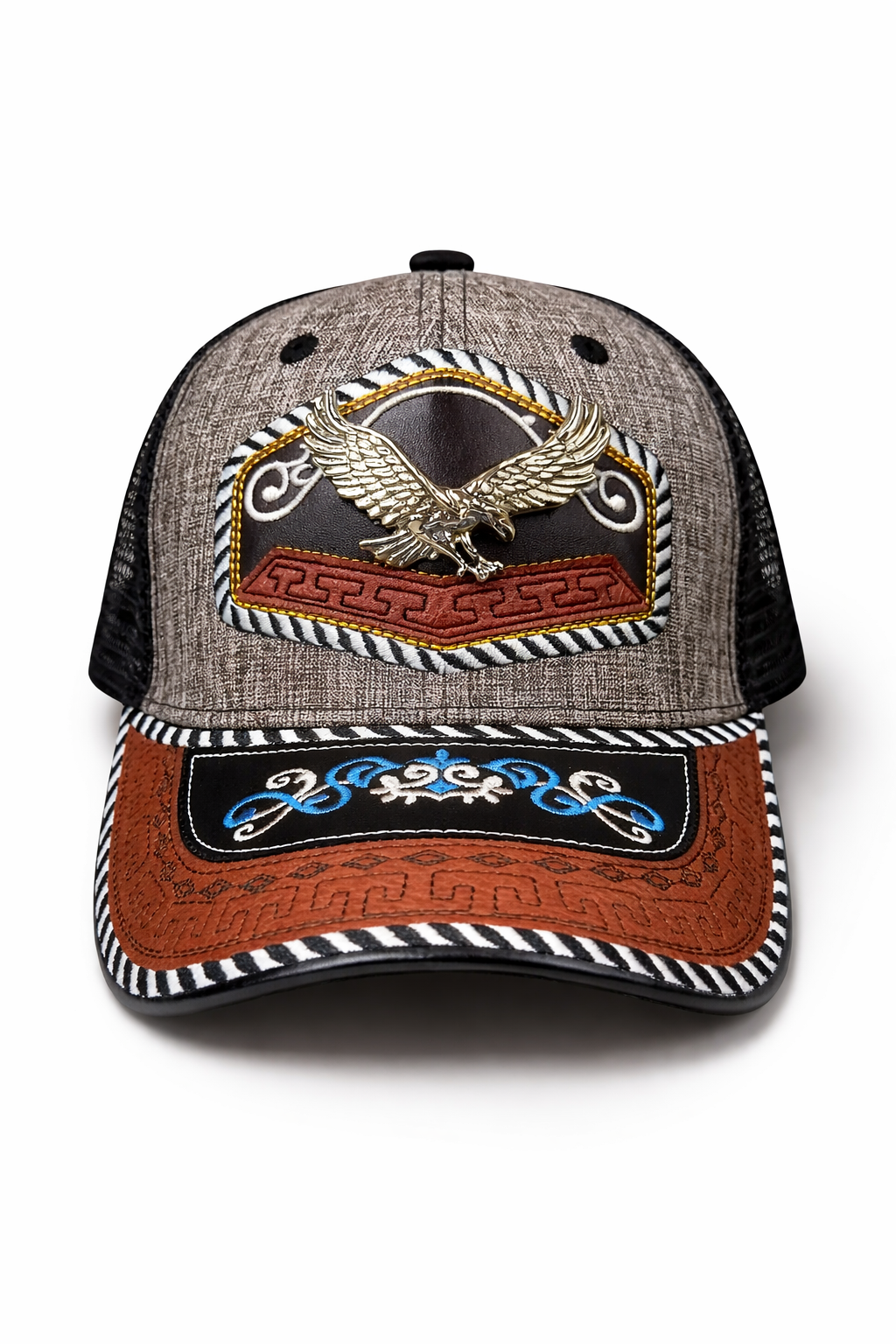 Outback King | Western Eagle Trucker Cap | Iron Grey & Indigo Embroidery