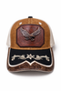 Outback King | Western Eagle Trucker Cap | Saddle Tan & Ivory Embroidery