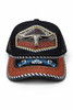 Outback King | Western Longhorn Trucker Cap | Black & Indigo Embroidery