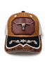 Outback King | Western Longhorn Trucker Cap | Saddle Tan & Ivory Embroidery