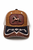 Outback King | Western Running Horse Trucker Cap | Saddle Tan & Ivory Embroidery