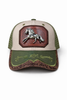 Outback King | Western Running Horse Trucker Cap | Sand & Olive Embroidery