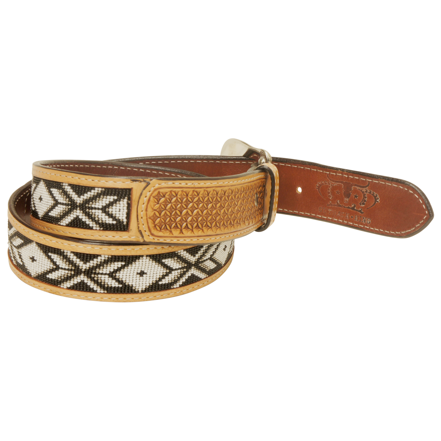 Outback King | Western Beaded Belt | Black & White