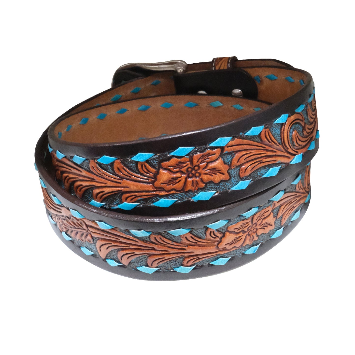 Outback King | Premium Western Belt | Turquoise Buckstitch